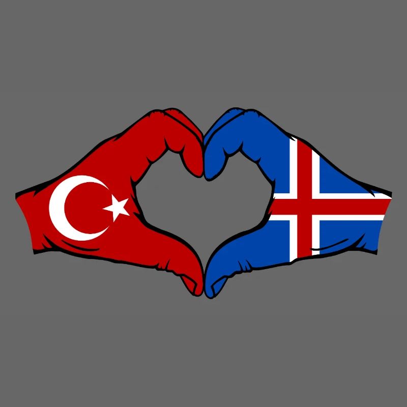 Türkei Island Flagge Hände Herzform