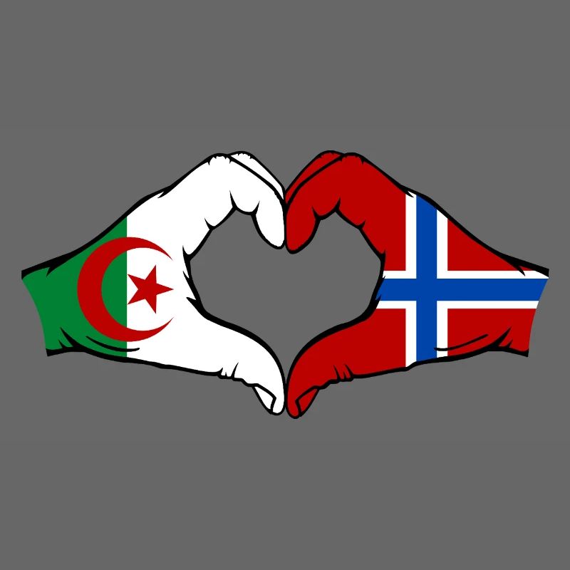 Algerien Norwegen Flagge Haende Herzform