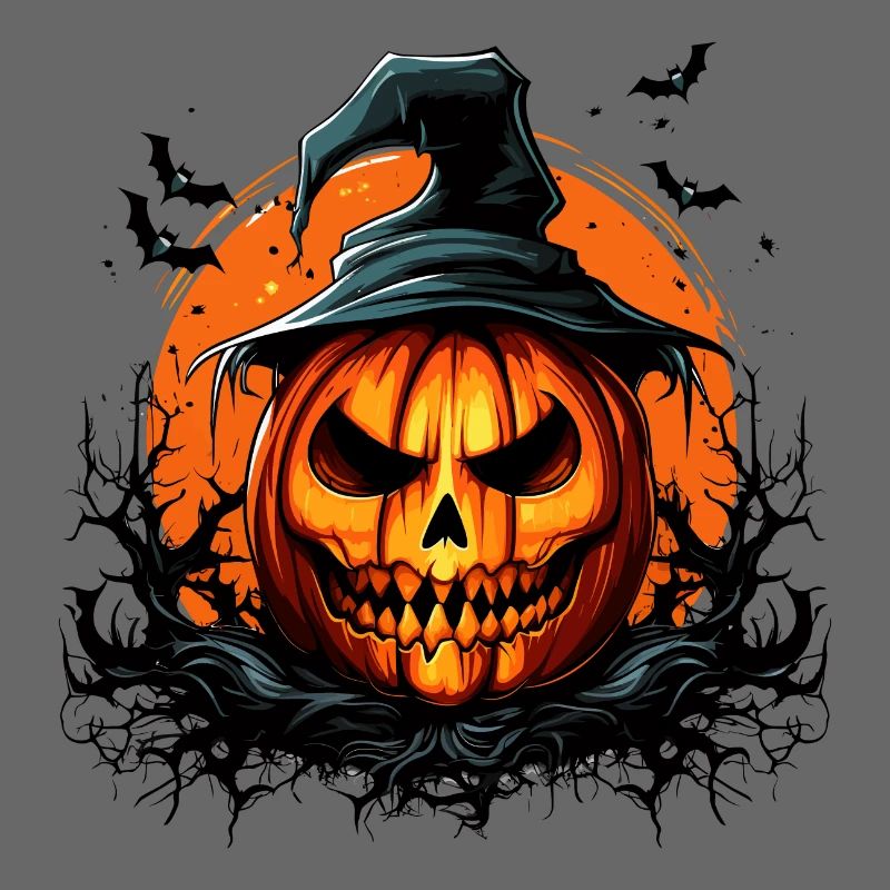 Halloween Magic Spooky Pumpkin with Bat