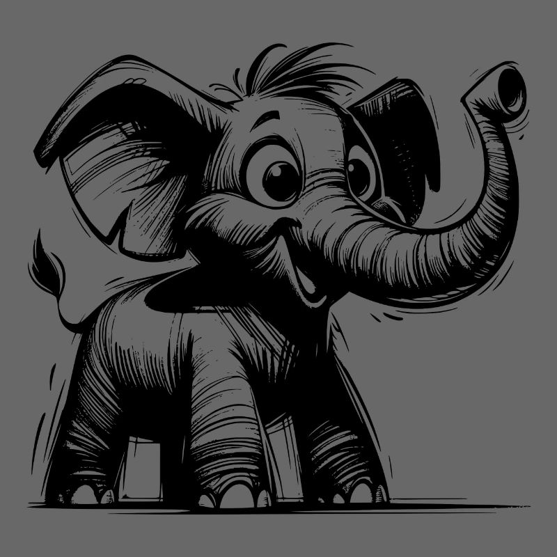 Bébé éléphant avec une énorme trompe