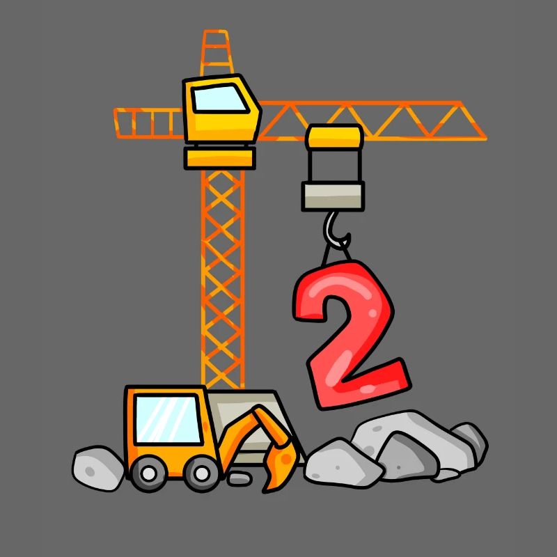 Kinder Geburtstagsshirt Bagger 2 Junge Baustelle 2