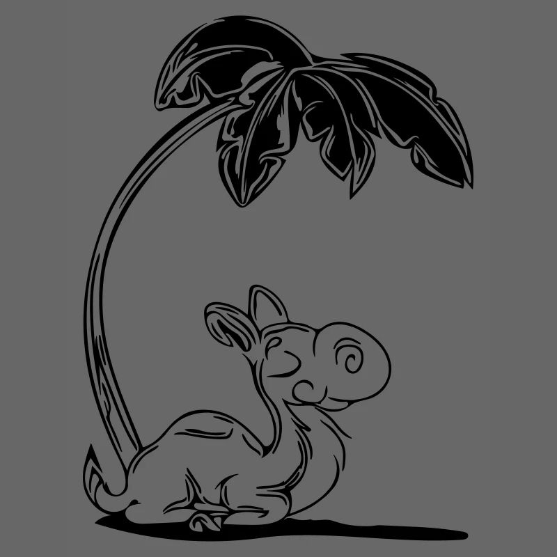 Süsses Kamel unter einer Palme