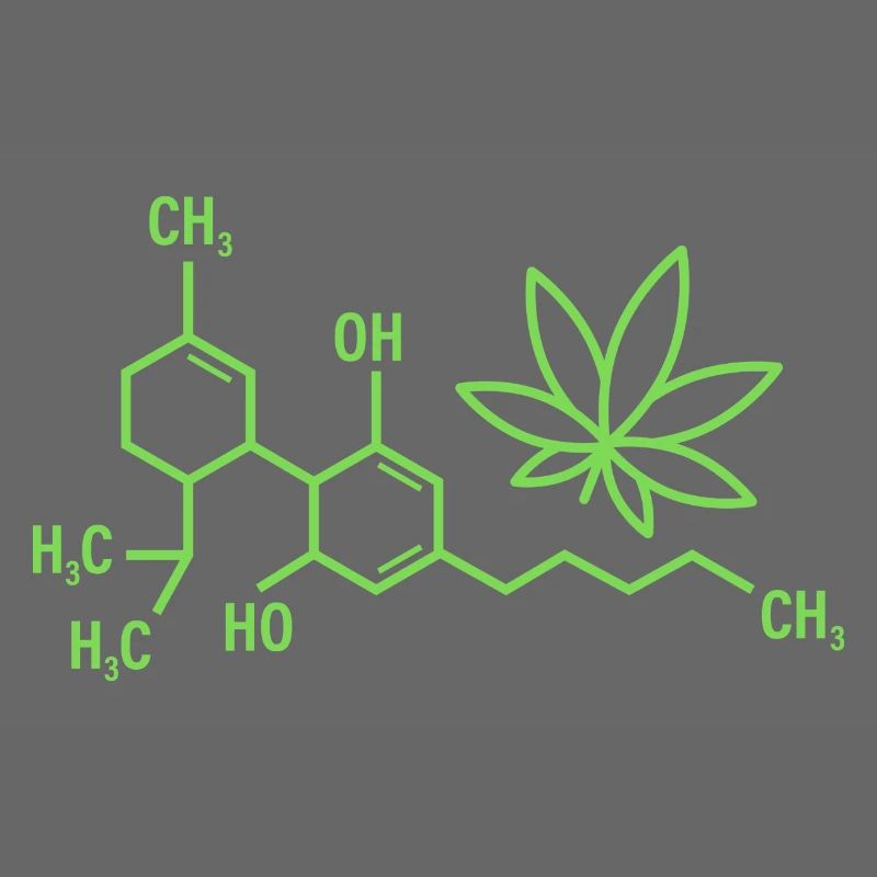 THC-Formel mit Cannabisblättern