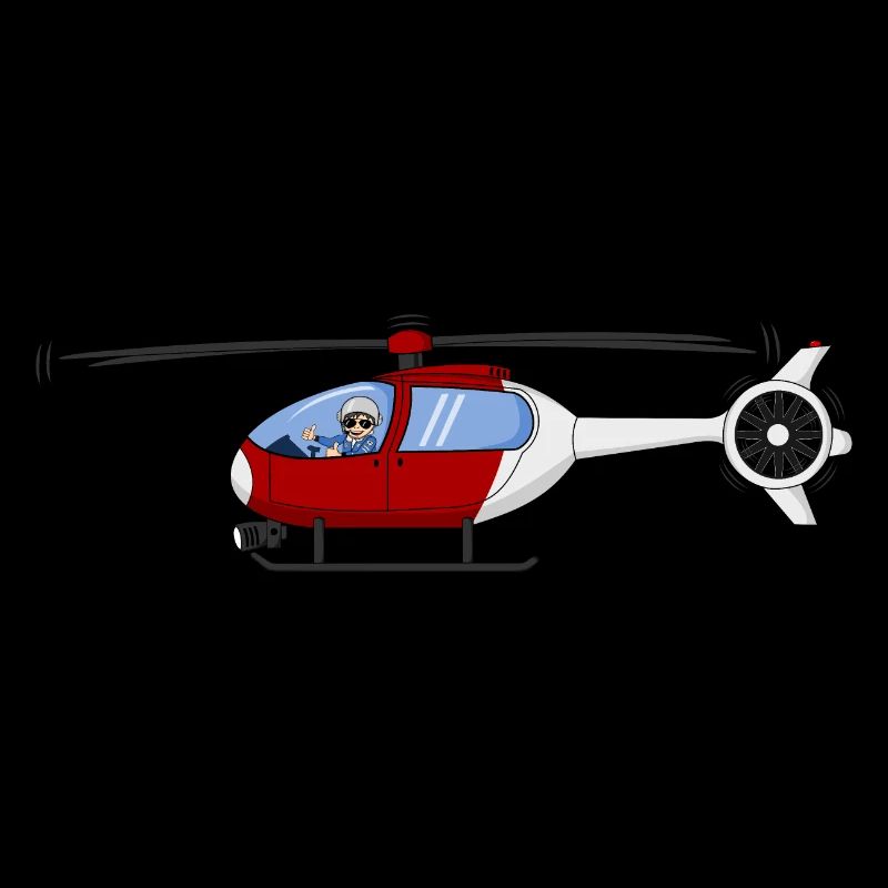 Pilot and helicopter red and white