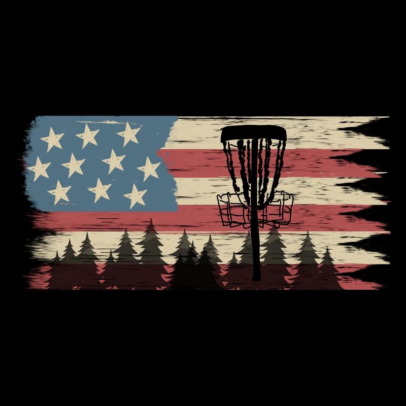 Disc Golf US Flag Vintage Frisbee Golf