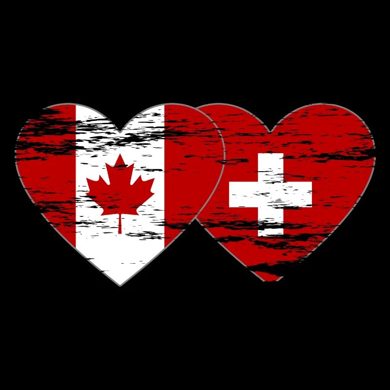 Kanada Schweiz Flagge Herz used