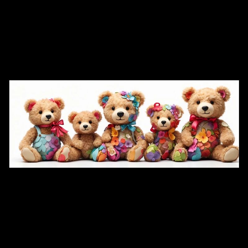 Colorful Row Teddy Bears Funny Teddy Bear Series