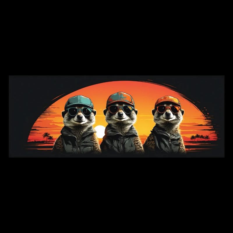 coole Erdmännchen mit Basecap und Sonnenbrille