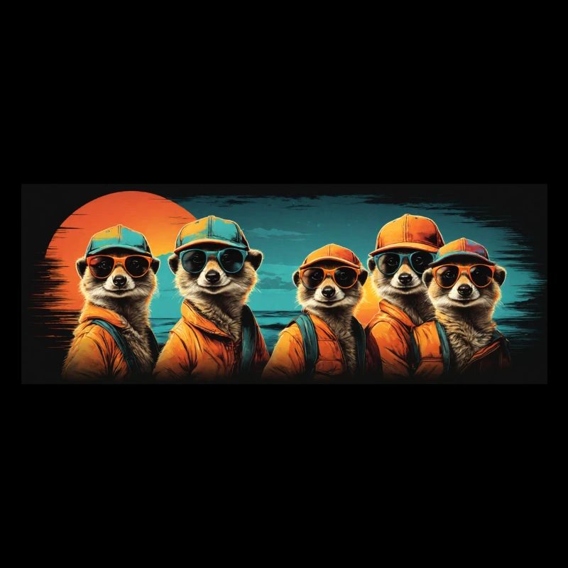coole Erdmännchen mit Basecap und Sonnenbrille