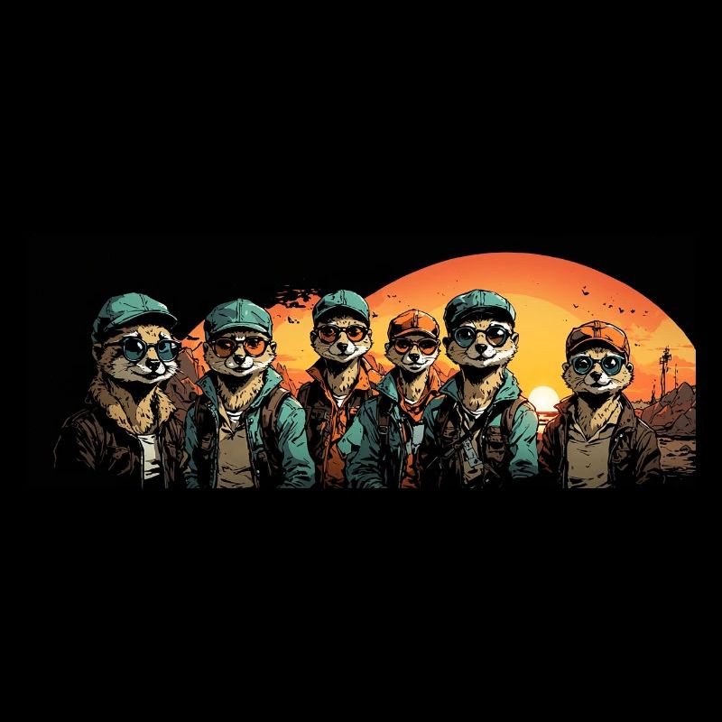 coole Erdmännchen mit Basecap und Sonnenbrille