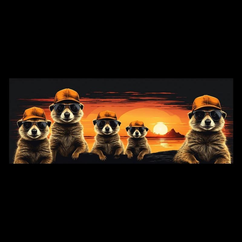 coole Erdmännchen mit Basecap und Sonnenbrille