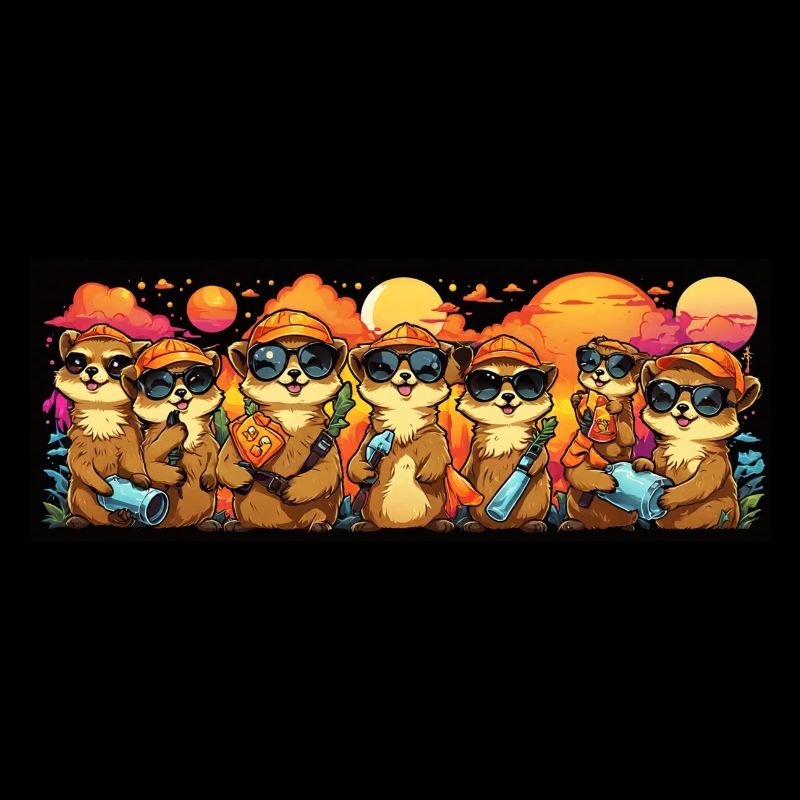 coole Erdmännchen mit Basecap und Sonnenbrille