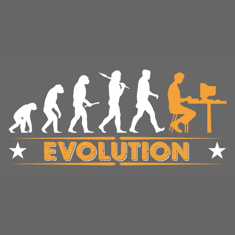 Computer Nerd Evolution - orange/weiss