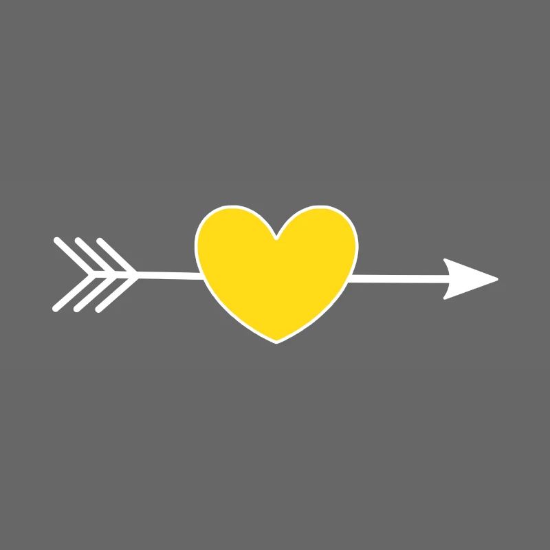 Coeur jaune avec flèche Saint-Valentin