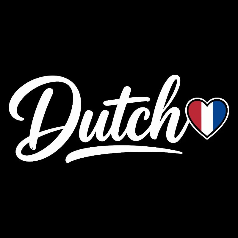 Dutch Script with Flag Heart Fan Patriotic