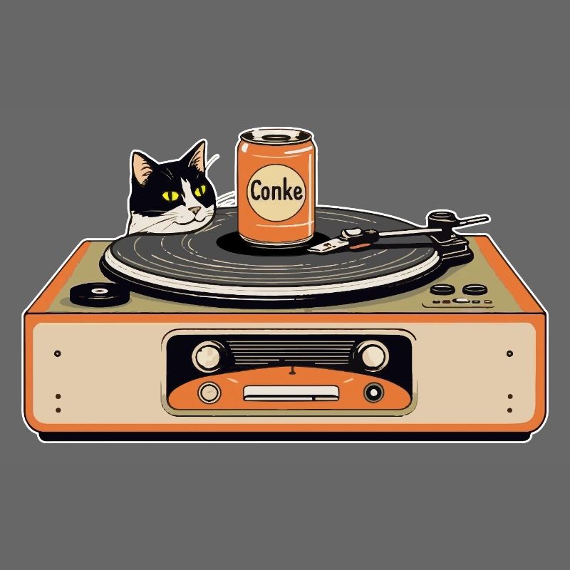 Chat rétro à la platine