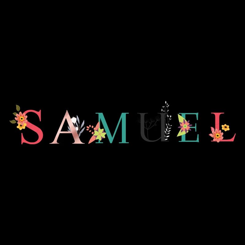SAMUEL Name Art With Flowers Embroidered