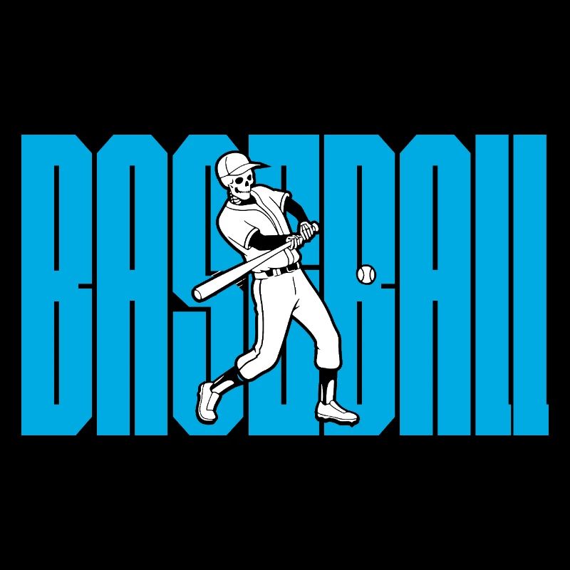 Silhouette de balançoire de baseball sur texte bleu gras