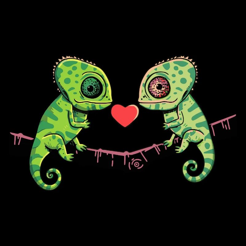 Caméléon Couple Saint-Valentin