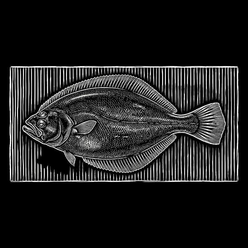 Gravure sur bois ancienne représentant un poisson plat – Pêcheur côtier