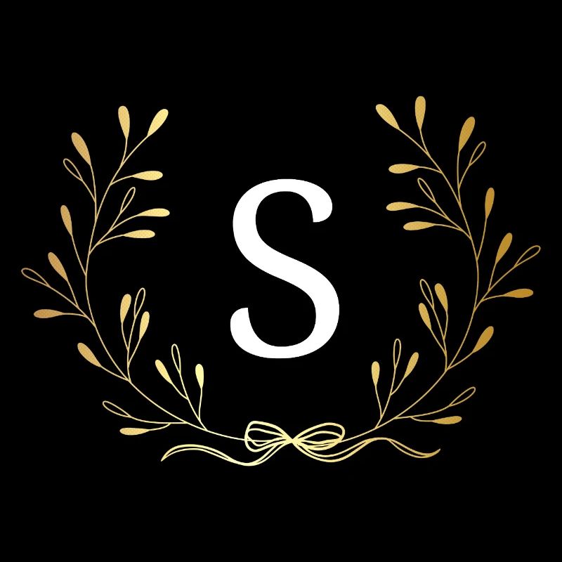 Lettre s couronne Floral doré
