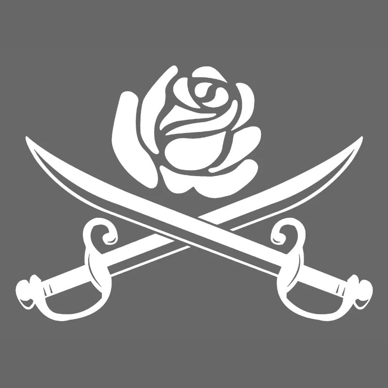 Rose blanche et épées croisées