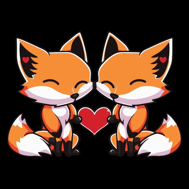 Couple Renard Saint-Valentin