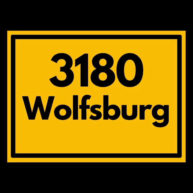 Place sign - then retro old zip code 3180 WOLFSBURG