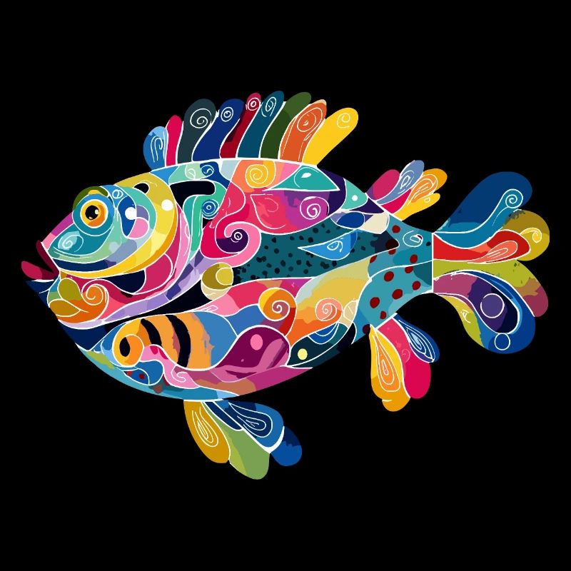 Bunter Abstractfisch Spiralen