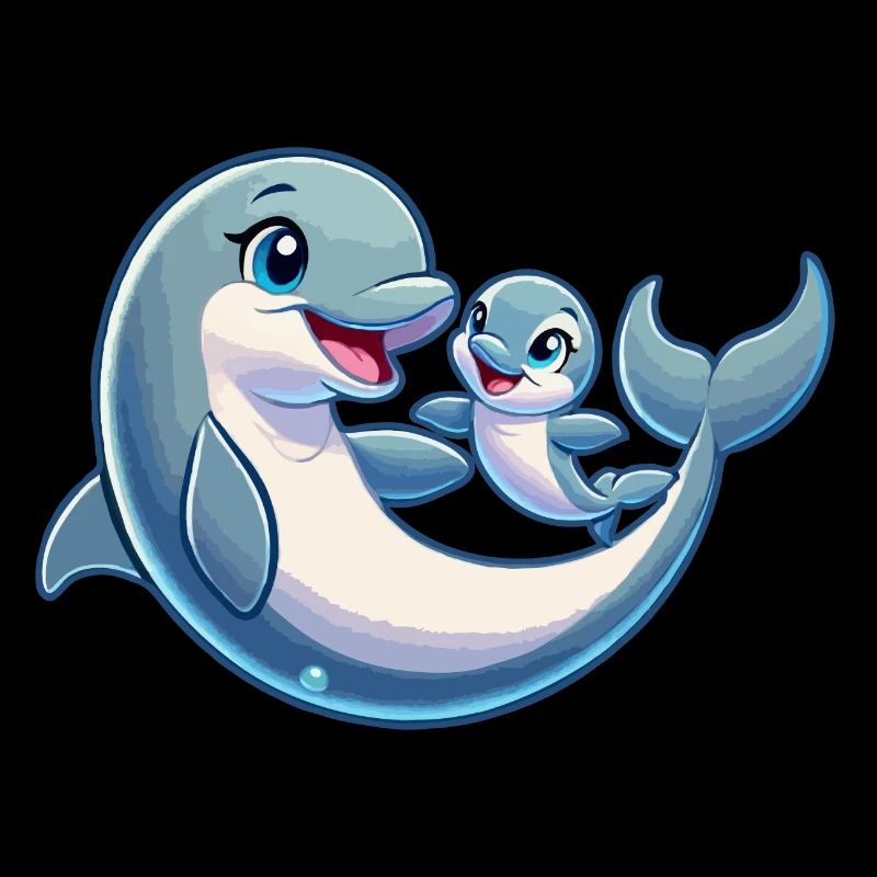Delfinmutter und Kind beim Herumtollen