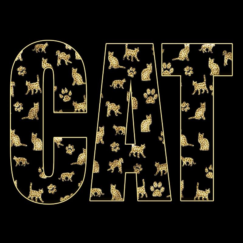 Chat - Cat . Texte Chat (chat) et motif de chats