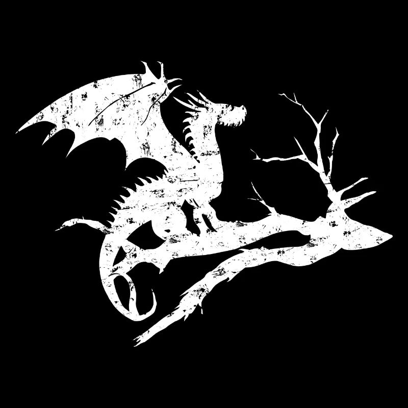 drache design silhouette toter baum