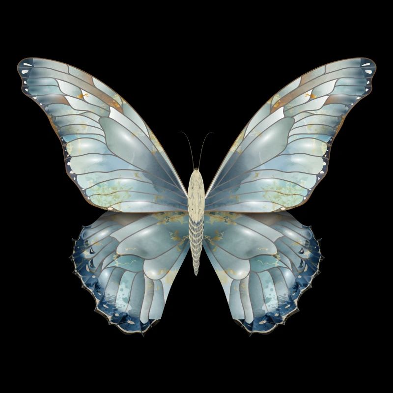 Papillon dans de délicates nuances de bleu peint à la main