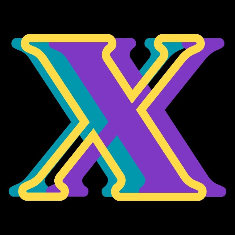 Lettre x multicolore