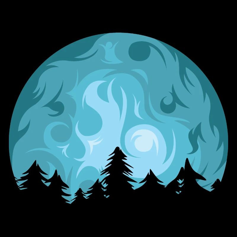 lune, forêt, tranquillité, relaxation, randonnée, nature, symbole