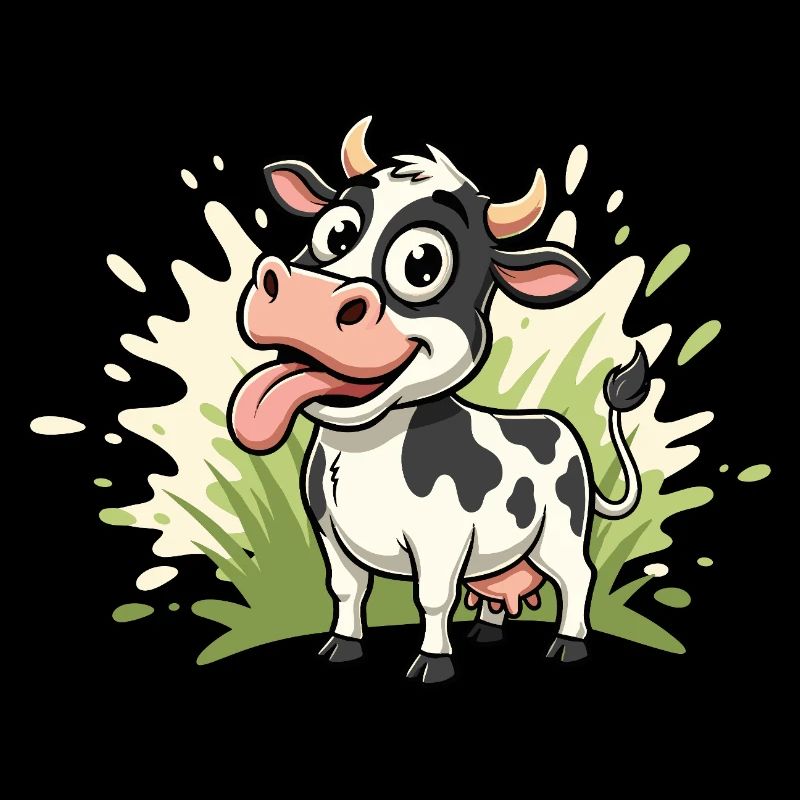 Dessin animé de vache sur l’herbe