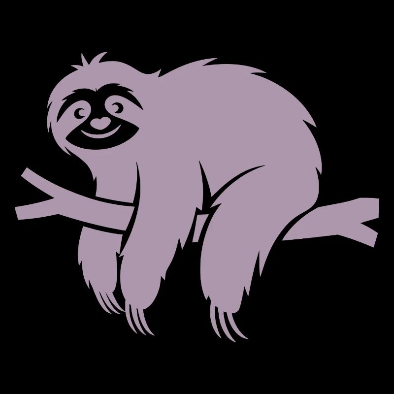 Minimalist sloth relaxing on a branch