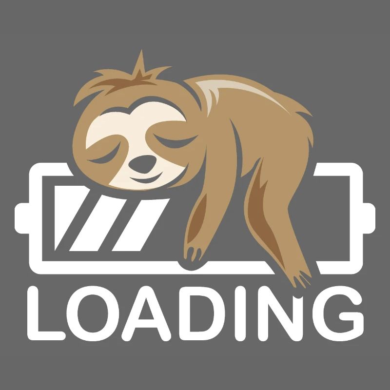 funny sloth loading battery icon comic