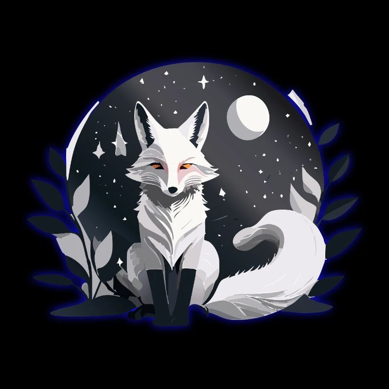 Renard blanc mystique – Conception de la nuit et de la lune