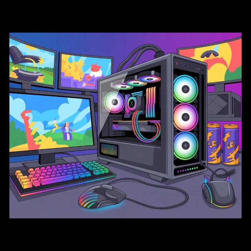 Colorful RGB Gaming Setup