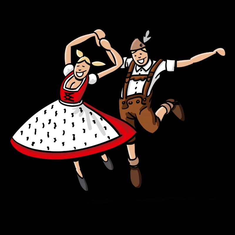 Jumping Bavarian Dancer Couple
