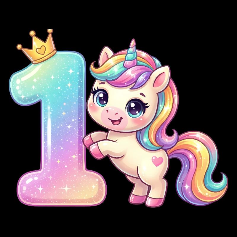 Ich bin 1 Kawaii Einhorn Mädchen Geburtstag
