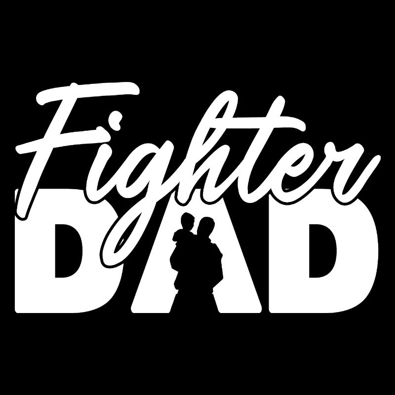 Papa combattant silhouette blanche Silhouette audacieuse Slogan Art