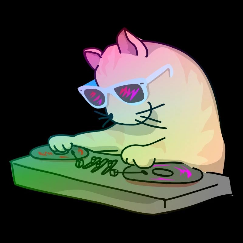 Rainbow DJ Kitty - dj cat
