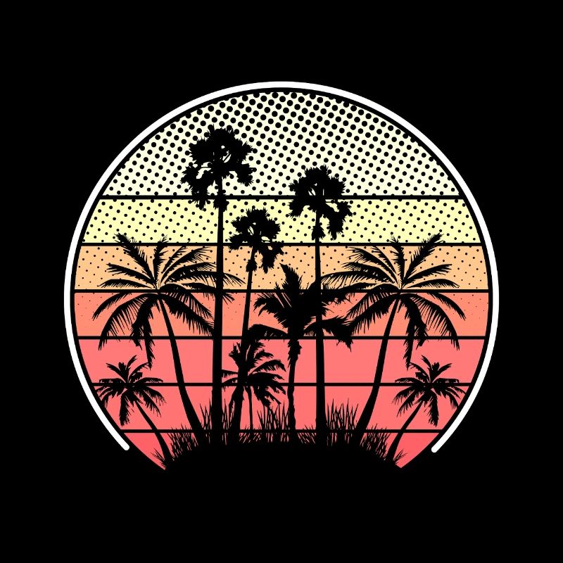 Tropical Sunset Palm Trees Silhouette