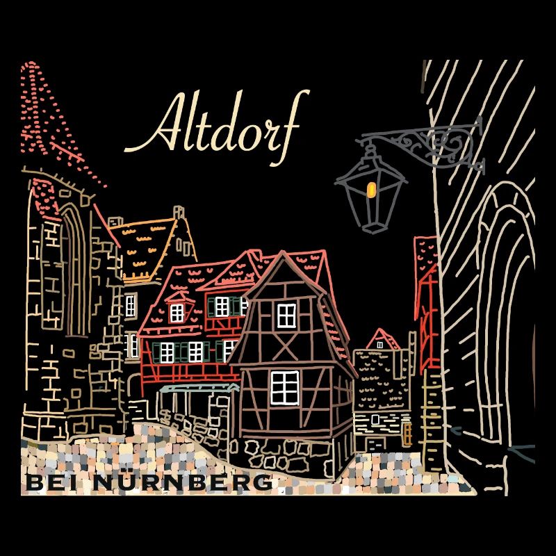 Altdorf près de Nuremberg, colombage, Bavière, dessin