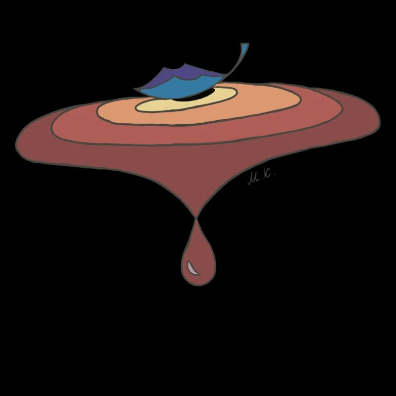 Leaf on the water with drops