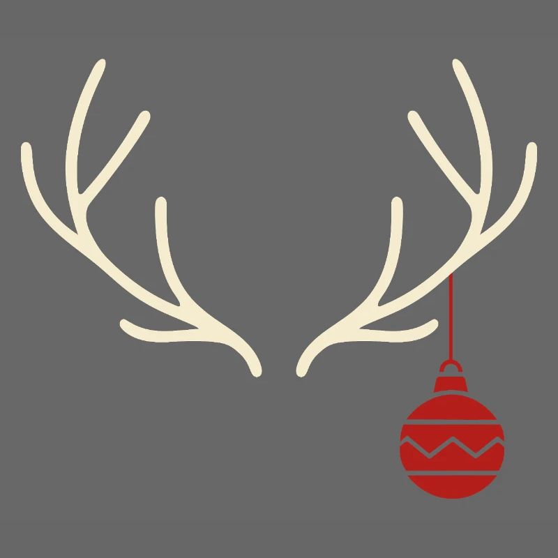 Geweih mit roter Weihnachtskugel – Yule Stil