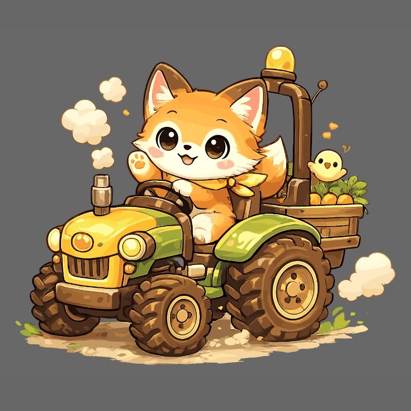 Fuchs auf dem Traktor
