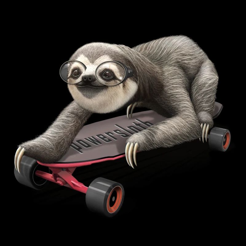 SLOTH AUF SKATEBOARD